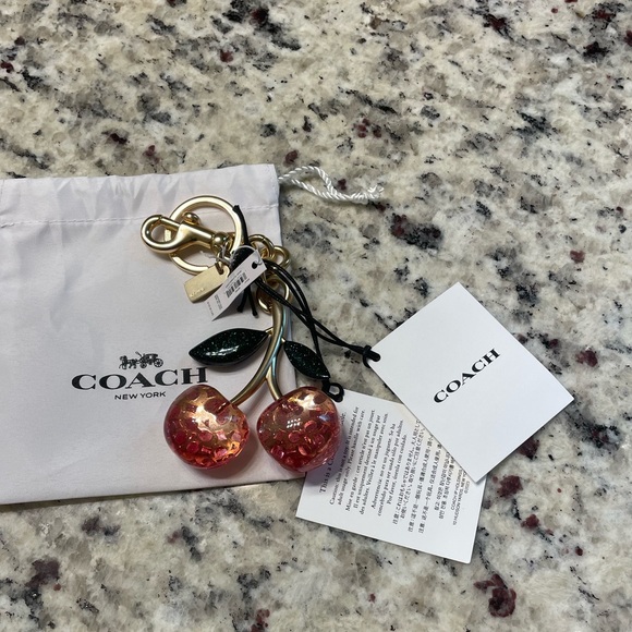 Coach Outlet Signature Cherry Bag Charm - Pink - Picture 1 of 2